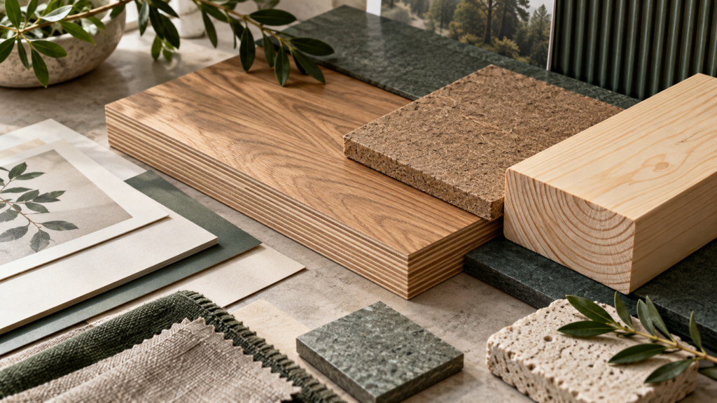 Образцы древесины и плитных строительных материалов